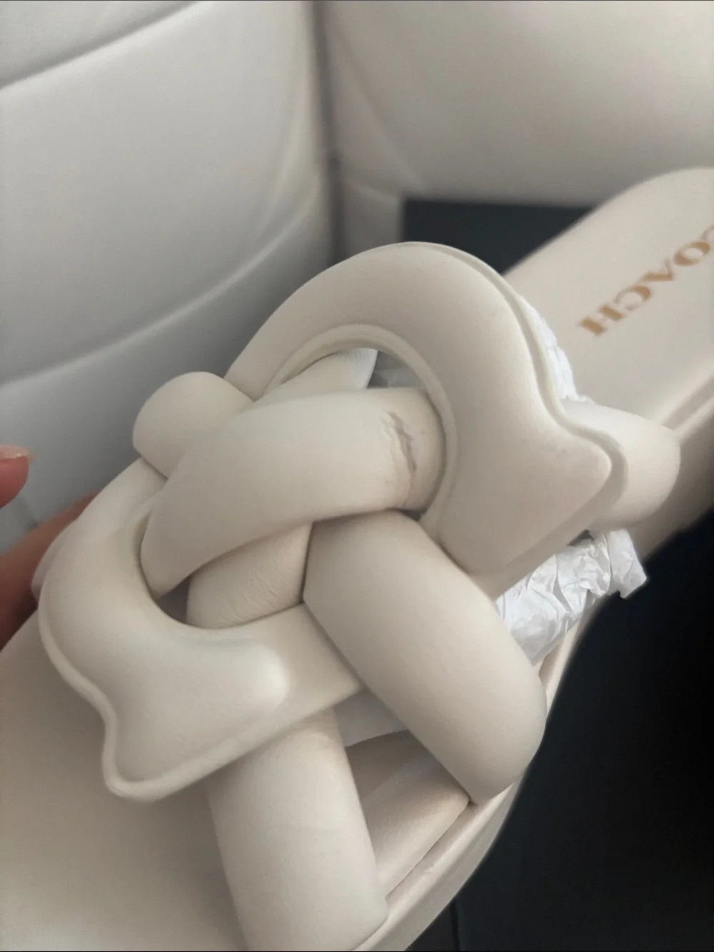 Coach Cream Knotted Slide Mules - Picture 5 of 9